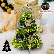 摩達客耶誕-2尺/2呎(60cm)特仕幸福型裝飾黑色聖誕樹 (果綠金雪系全套飾品)超值組不含燈/本島免運費