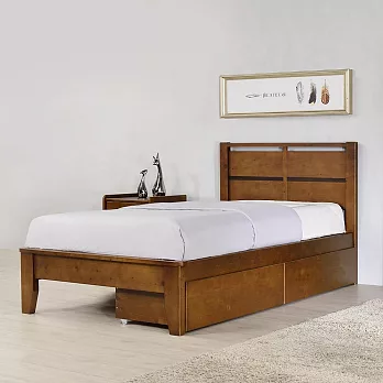 《Homelike》巴斯特附抽屜床架組-單人3.5尺 實木床架 單人床 3.5尺床