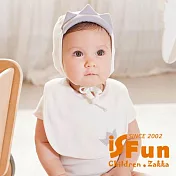 【iSFun】皇冠公主＊嬰兒綁帶棉帽+圍兜領巾組 白