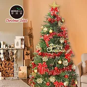 摩達客耶誕-5尺/5呎(150cm)特仕幸福型裝飾綠色聖誕樹 (綺紅金雪系配件)含全套飾品不含燈/本島免運費