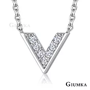 GIUMKA時尚V字造型項鏈925純銀項鍊鎖骨鏈銀色聖誕情人節送禮推薦 MNS20031 40cm 銀色
