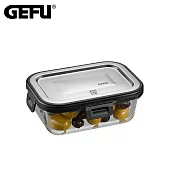 【GEFU】德國品牌扣式耐熱玻璃微波盒/便當盒/保鮮盒400ml(長型)(原廠總代理)
