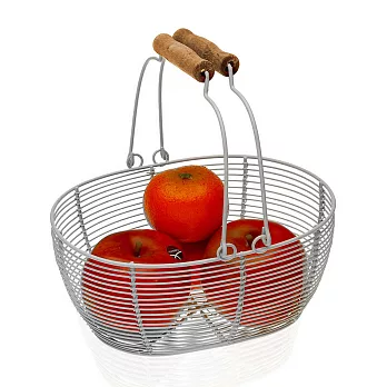 《VERSA》雙提柄橢圓鏤空水果籃(白) | 水果盤 水果籃