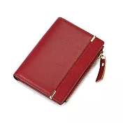 【L.Elegant】時尚磨砂框邊二折款 短夾 零錢包(共3色)B745 紅色