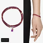 SHASHI 紐約品牌 Eliza 紅寶石 三層手鍊 50公分項鍊 2用款