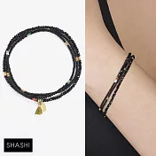 SHASHI 紐約品牌 Eliza 黑尖晶 三層手鍊 50公分項鍊 2用款