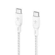 【Belkin】Braided USB-C 2.0 100W 傳輸線2M 白色