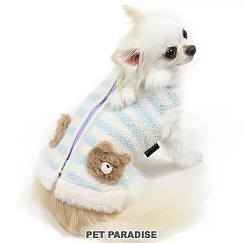 【PET PARADISE】寵物衣服-保暖後背開背心 橫條紋小熊 藍 4S