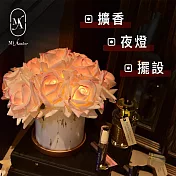 【愛莯】10朵玫瑰花LED夜燈大理石紋花盆系列(附贈USB充電插頭) 10朵維多利亞玫瑰