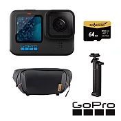 【GoPro】HERO 11 潮流套組 (HERO11單機+ONE GO 胸包-曜石黑+三向多功能自拍桿2.0+64G記憶卡) 正成公司貨
