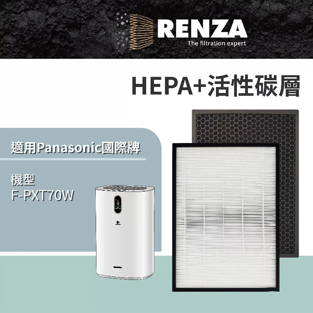 適用 Panasonic 國際牌 F-PXT70W 可替換F-ZXTP70W F-ZXTD70W HEPA+除臭活性碳濾網