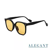 【ALEGANT】松香黃度假風韓版復古時尚中性方框輕量TR90寶麗來偏光墨鏡/UV400太陽眼鏡