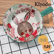 KIYODO萌園可微波陶瓷手柄碗-9吋-GREEN兔-1入組