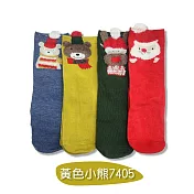 【COMET】聖誕造型中筒棉襪四入組禮盒裝(SSWH04) 黃色小熊