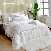 法國CASA BELLE《維爾克》加大天絲刺繡四件式防蹣抗菌吸濕排汗兩用被床包組(共三色)-白色
