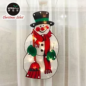 摩達客-聖誕彩繪PVC片造型吊飾 ( 電池燈+吸盤 ) 可愛雪人款