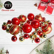 摩達客聖誕-30mm+60mm造型彩繪球40入吊飾禮盒裝(12格) 紅金色系| 聖誕樹裝飾球飾掛飾