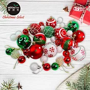 摩達客聖誕-30mm + 60mm造型彩繪球42入吊飾禮盒裝(16格)紅綠白色系| 聖誕樹裝飾球飾掛飾