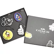 COACH x 迪士尼聯名款米老鼠牛皮珠釦吊飾4件禮盒組