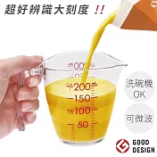 日本MARNA雙面刻度好辨識200ml量杯K-649CL(右左手皆適;Tritan™共聚聚酯材質/耐熱100°C適洗碗機)