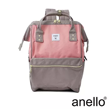 anello 新版基本款2代R系列 防潑水強化 經典口金後背包 Regular size- 粉紅x奶茶色