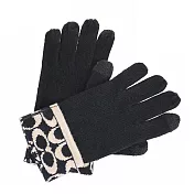 COACH 可觸螢幕素面針織羊毛拼接保暖手套-黑白