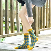 【Wonderland】日系格紋學院風中筒襪(5色) FREE 土黃