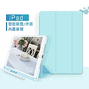 VXTRA筆槽版 2022 iPad Pro 12.9吋 第6代 親膚全包覆防摔軟套 平板皮套(清新水藍)