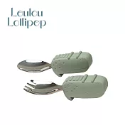 Loulou Lollipop 加拿大 動物造型 304不鏽鋼學習訓練叉匙組 - 微笑鱷魚
