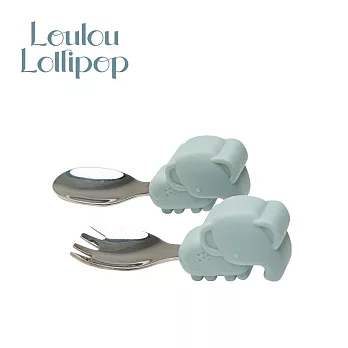 Loulou Lollipop 加拿大 動物造型 304不鏽鋼學習訓練叉匙組 - 快樂小象