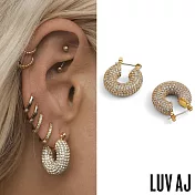 LUV AJ 好萊塢潮牌 金色鑲鑽 小寬版圓耳環 PAVE MINI DONUT HOOPS