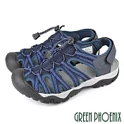 【GREEN PHOENIX】男 涼鞋 運動涼鞋 溯溪鞋 網布 束帶 休閒 護趾 水陸兩棲 EU43 藍色