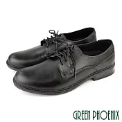 【GREEN PHOENIX】男 商務皮鞋 學生鞋 雨鞋 廚師鞋 素面 綁帶 防水 台灣製 EU40 黑色