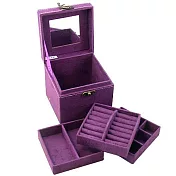 【iSFun】復古提盒*仿兔絨三層首飾盒 紫