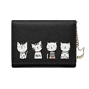 【L.Elegant】日系可愛貓咪 鑲珍珠心型墜飾 短夾 零錢包(共5色)B884 黑色