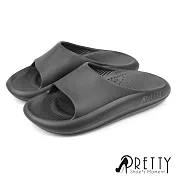 【Pretty】男女 拖鞋 浴室拖鞋 輕量 防水 室內 室外 寬版 厚底 舒壓 台灣製 JP29 黑色