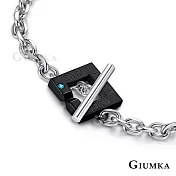 GIUMKA情侶鋼手鏈OT扣手鍊命中注定男女情人手飾單個價格 MH06051 16 黑色寬版|方墜款