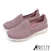 【Pretty】女 休閒鞋 健走鞋 懶人鞋 輕量 透氣 飛線編織 網布 JP23.5 粉紅色