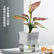 【iSFun】懶人園藝＊自動吸水透視水土培花盆  白