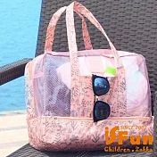 【iSFun】防水透視*印花網格大容量旅行袋 粉紅花園