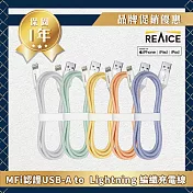 【REAICE】KYOHAYA USB-A to Lightning 日本同步馬卡龍色系編織充電線(蘋果充電線)共5色 銀色