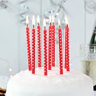 《Rex LONDON》波點生日蠟燭10入(紅) | 慶生小物 派對裝飾 造型蠟燭 蛋糕裝飾燭