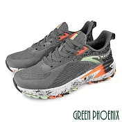 【GREEN PHOENIX】男 休閒鞋 海浪圖騰 透氣 飛線編織 輕量 厚底 EU42 深灰色
