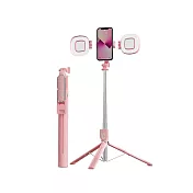 OMIA 可拆式美顏補光手機自拍架(170cm) 含2顆補光燈 -二色可選 粉色