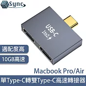 UniSync MacBook Pro/Air單Type-C轉雙Type-C高速10GB轉接器