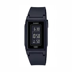 CASIO 卡西歐 LF─10WH 時尚簡約運動輕盈細長環保數字電子錶 全黑─1D