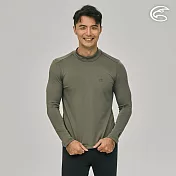 ADISI 男小高領遠紅外線彈性速乾保暖衣AU2221056 (M-2XL)｜磨毛 刷毛 快乾 白竹炭 消臭 抗菌 機能 L 青銅綠