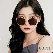 【ALEGANT】芙麗粉透明復古風格輕量橢圓方框墨鏡/UV400太陽眼鏡