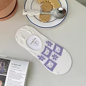 【Wonderland】紫色萌熊日系棉質隱形襪/女襪(5色) FREE 花花與熊熊