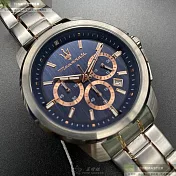 MASERATI瑪莎拉蒂精品錶,編號：R8873621008,44mm圓形銀精鋼錶殼寶藍色錶盤精鋼銀色錶帶